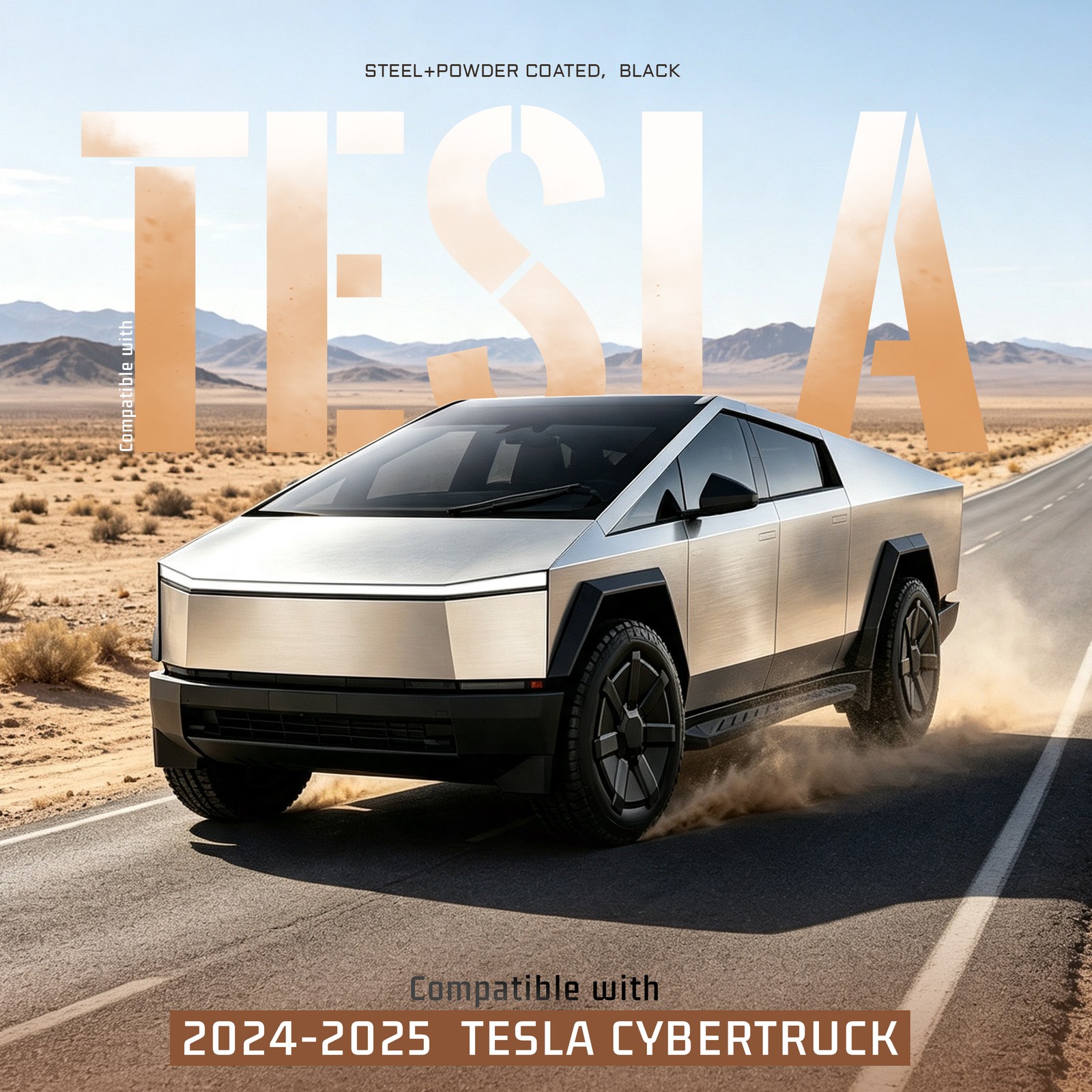 Running Boards Side Steps Nerf Bar For 2024-2026 Tesla Cybertruck 2Pcs