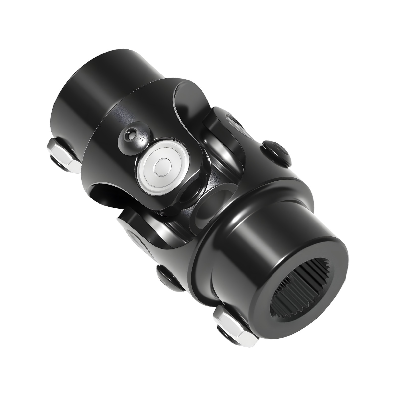 New 3/4″-30 Spline X 3/4″ DD Universal Steering U-Joint Black Single Shaft
