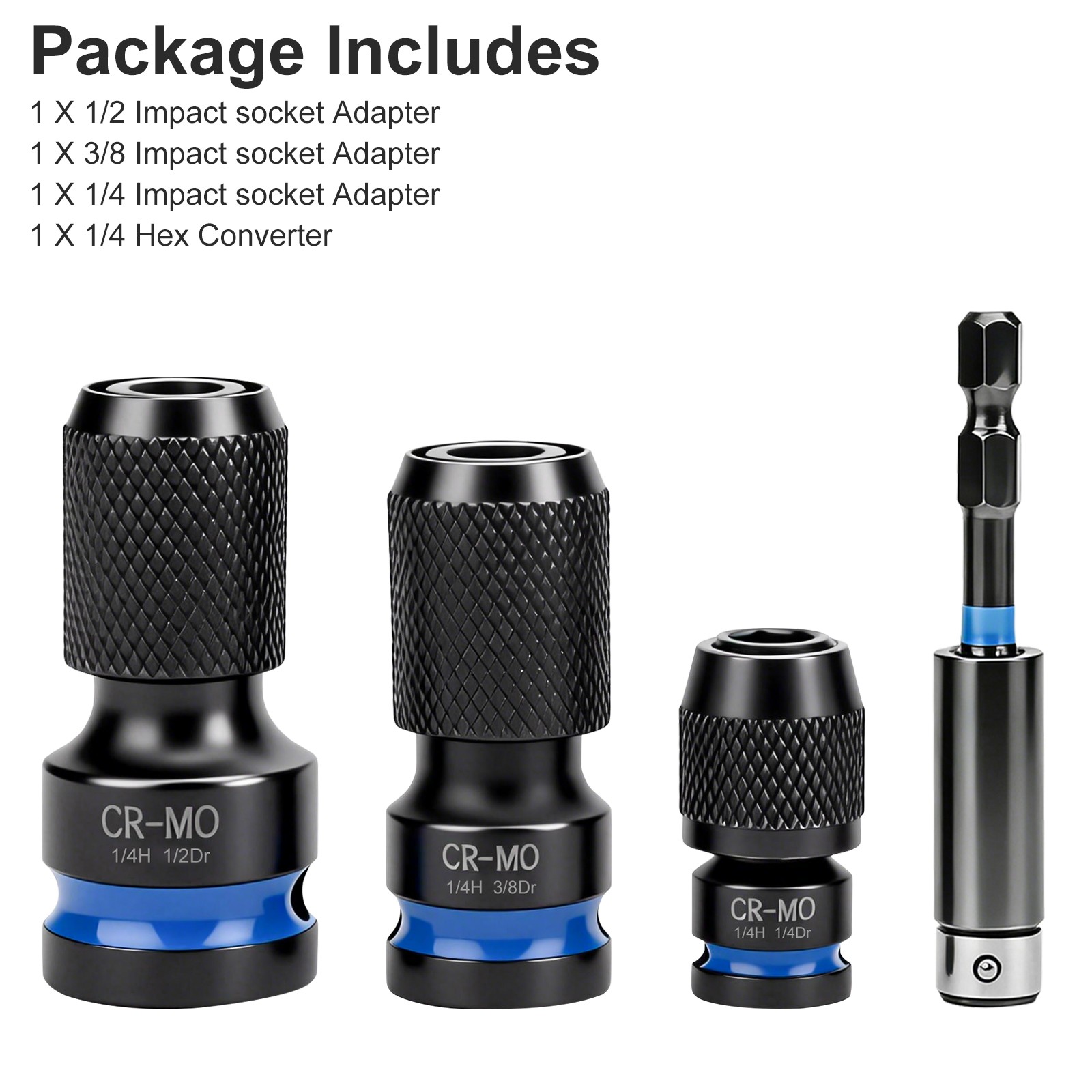 4x Air Impact Socket Adapter Set 1/4 3/8 1/2″ to 1/4″ Hex Drive Ratchet Reducer