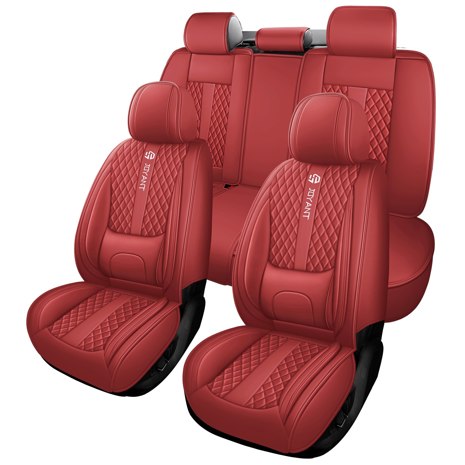 Luxury Nappa Leather Car Seat Covers with Lumbar Support Full Set Universal Fit