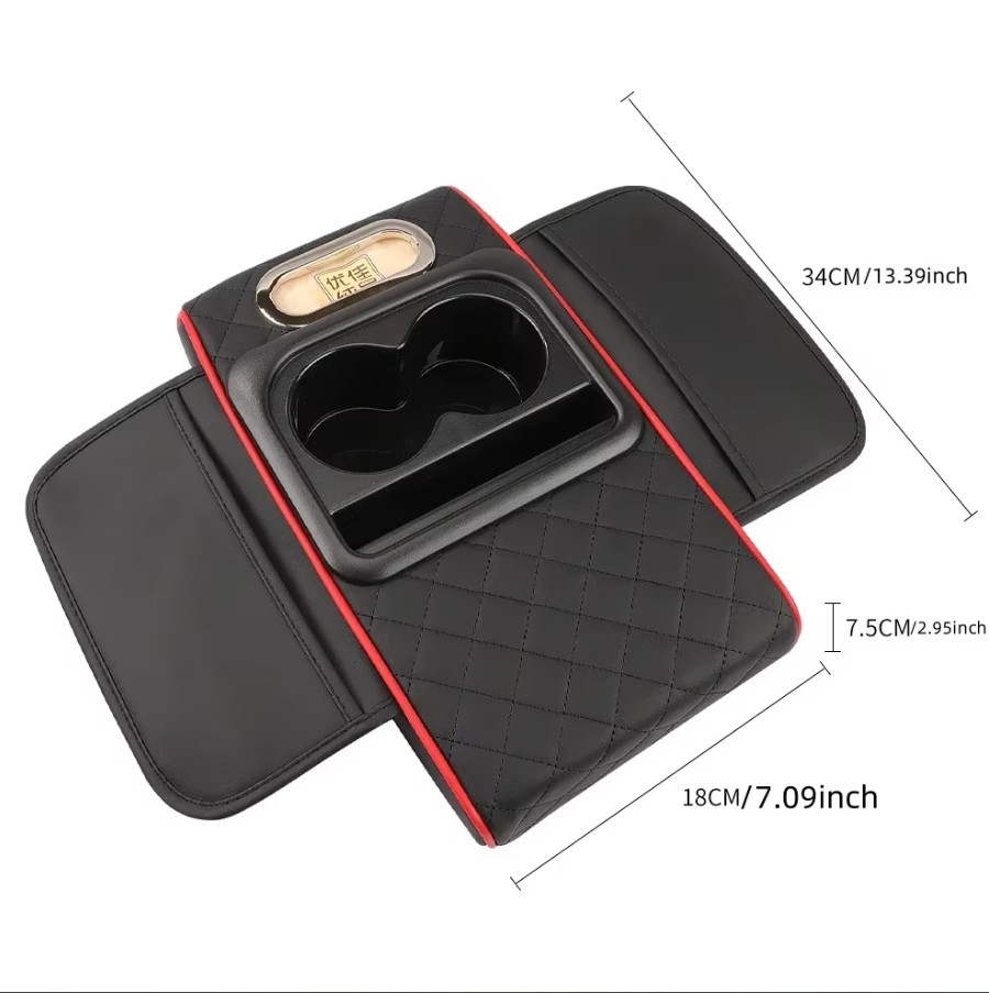 Car Cup Holder Passenger/Armrest Cushion 7.5cm Red 2 Way Front