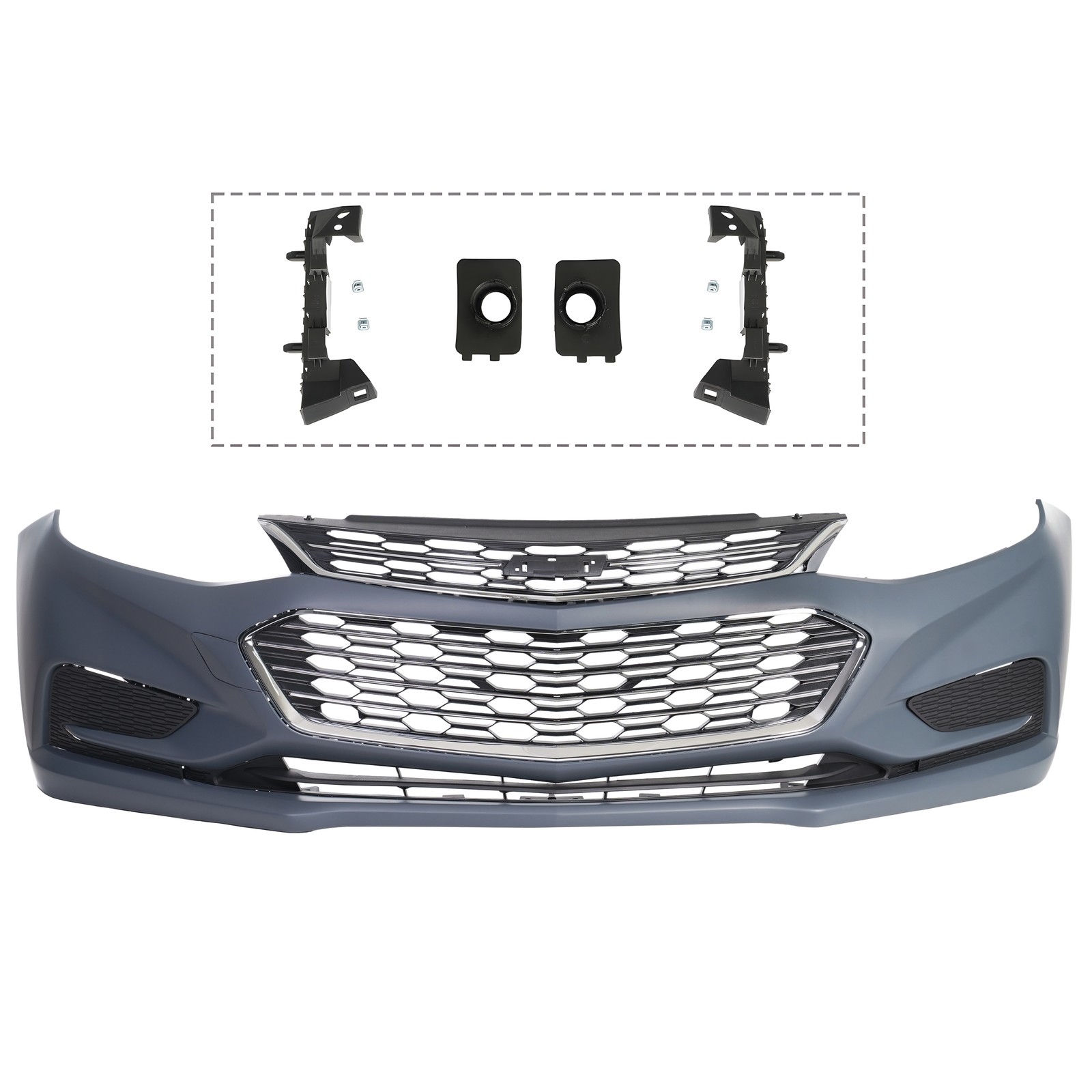 For 2016 2017 2018 Chevy Cruze Front Bumper Cover Grille Assembly w/ Brackets