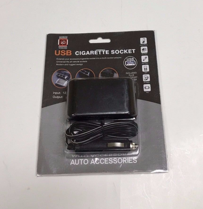 USB & 2 WAY CAR CIGARETTE LIGHTER SOCKET SPLITTER DC 12V CHARGE ADAPTER ASK-G3