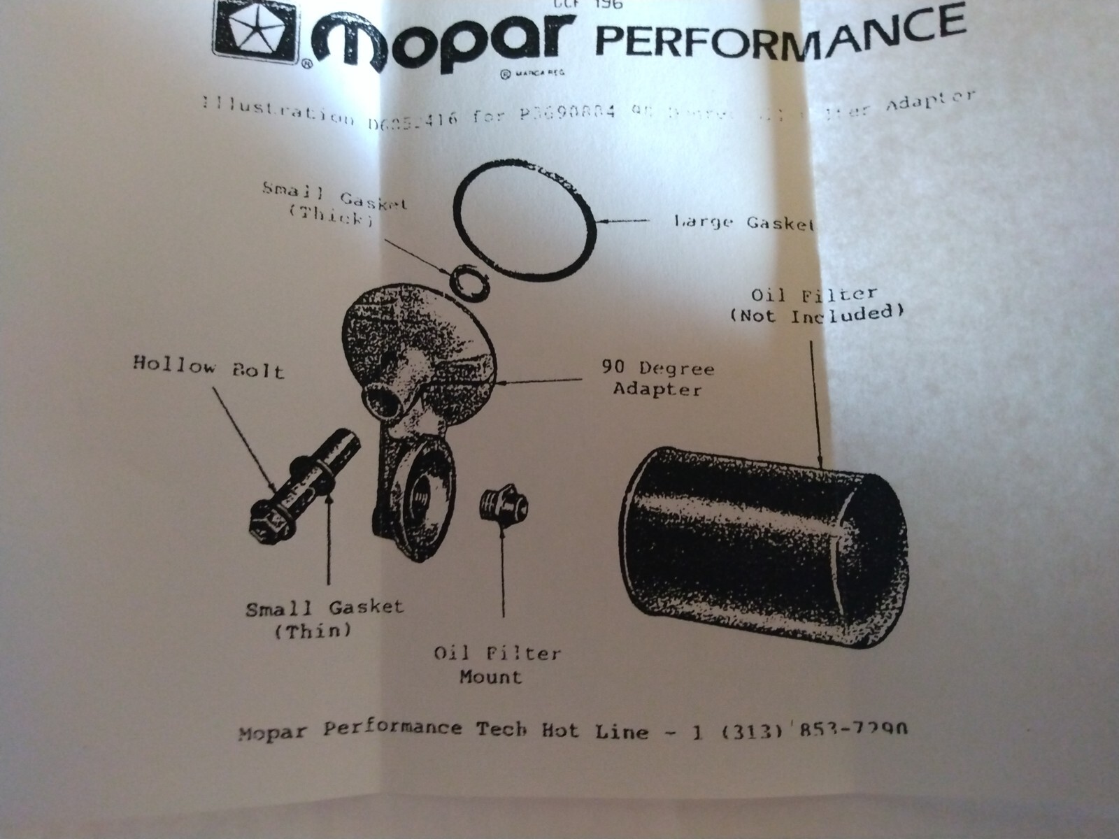 Mopar Chrysler 318 340 360 Right Angle Oil Filter Adapter Mount gaskets P5249320