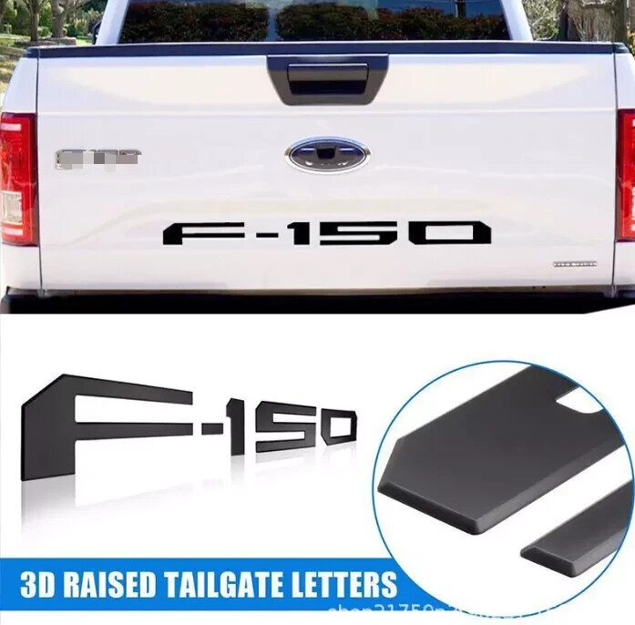 3D Raised Matte Black Tailgate Inserts Letters Emblems For F 2021-2024 Badge