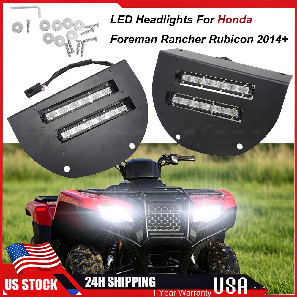 1Pair Led Headlight Kit For Honda Rancher 420/Foreman 520/Rubicon 520 Left&Right