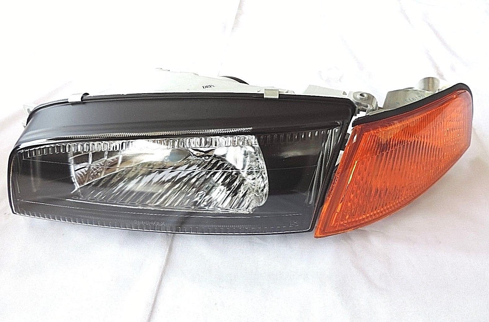 ~1997~2002~Lancer Evo 4 Black Head Lights Amber Corner Mirage Headlights