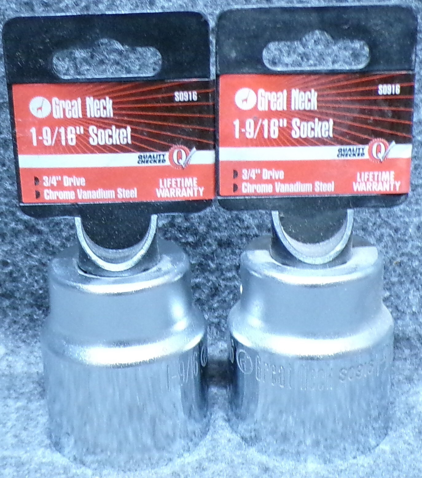 Lot of 2 Great Neck 1-9/16″ Socket 3/4″ Drive S0916 Chrome Vanadium Steel