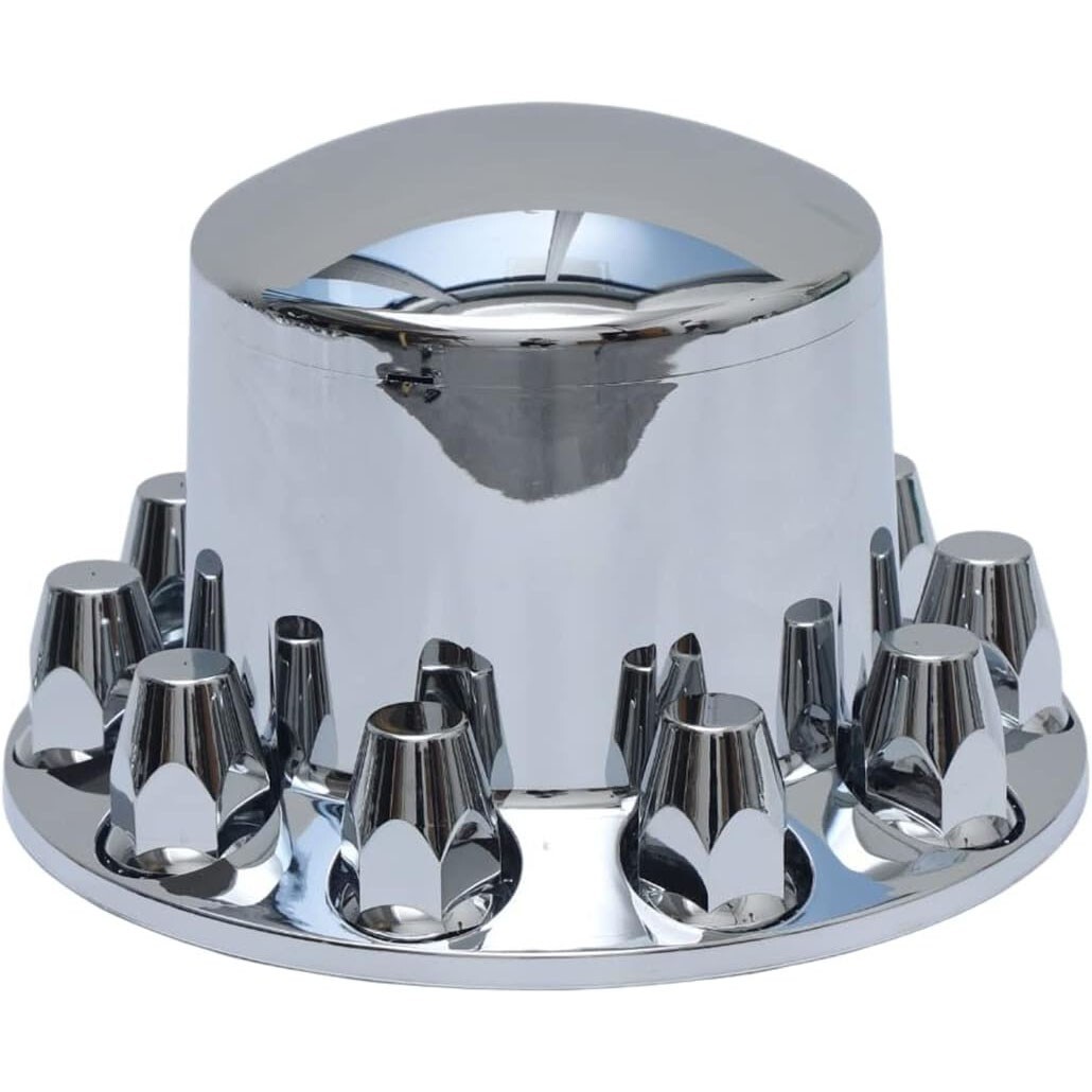 2 Rear Chrome Hub Covers Kits Semi Truck Wheel Axle Covers w/ 33mm Nut Covers