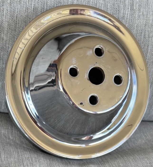 Chrome Plated Water Pump Double Groove Belt Pulley Believe To Fit SBC
