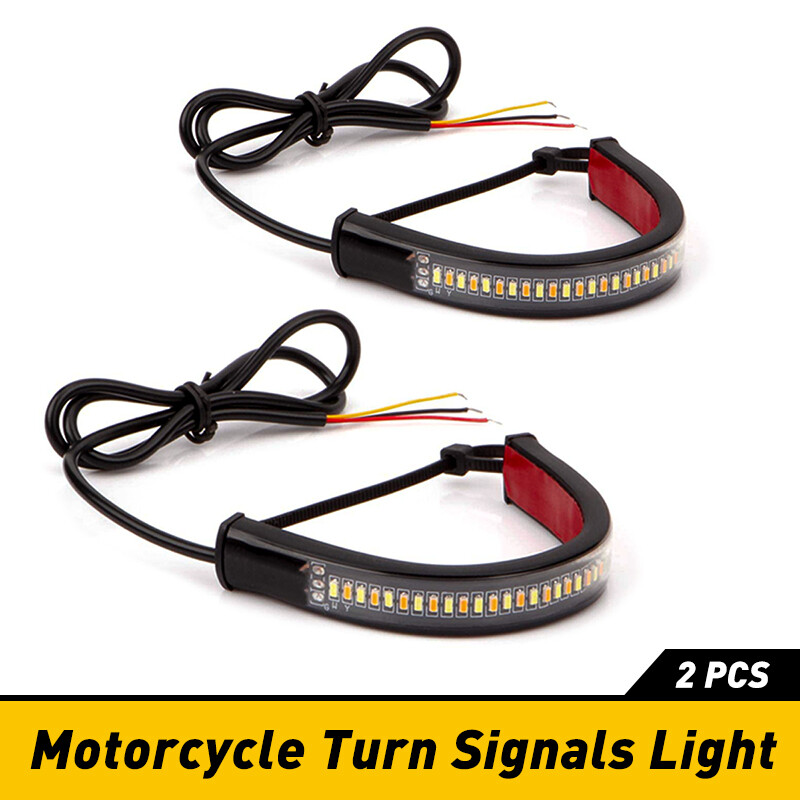 2 PCS LED Turn Signal Light Strip Bar Decor Kit For Motorcycle Bike Super Bright