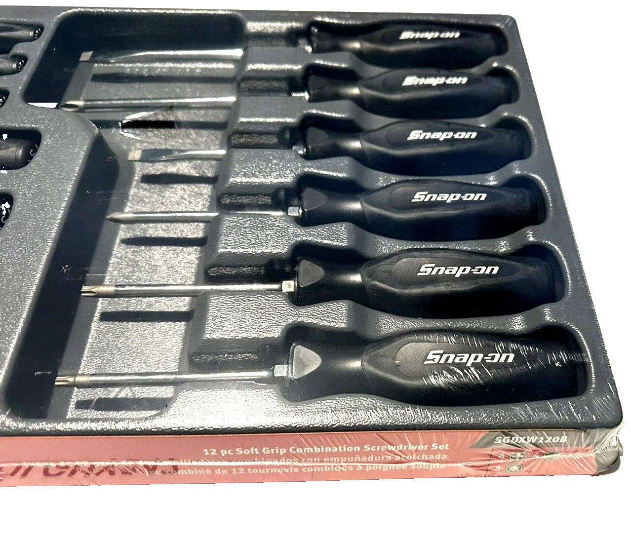Snap-On BLACK 12 pc soft grip combination screwdriver set SGDXW120B NEW USA
