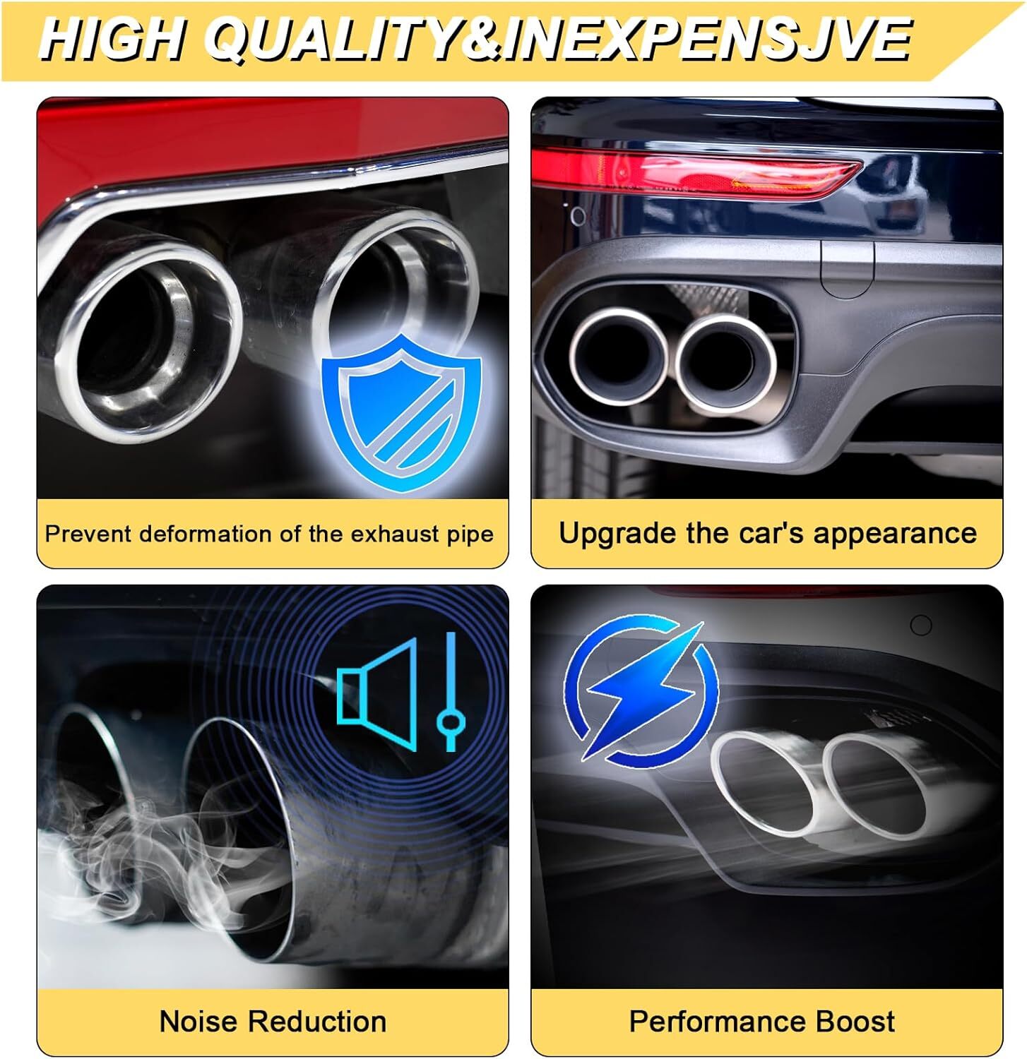 1.5-2.5 in/1-2.5 in/2.5 in/2.75 in/3 in Inlet Exhaust Tip Powder-Coated Tailpipe