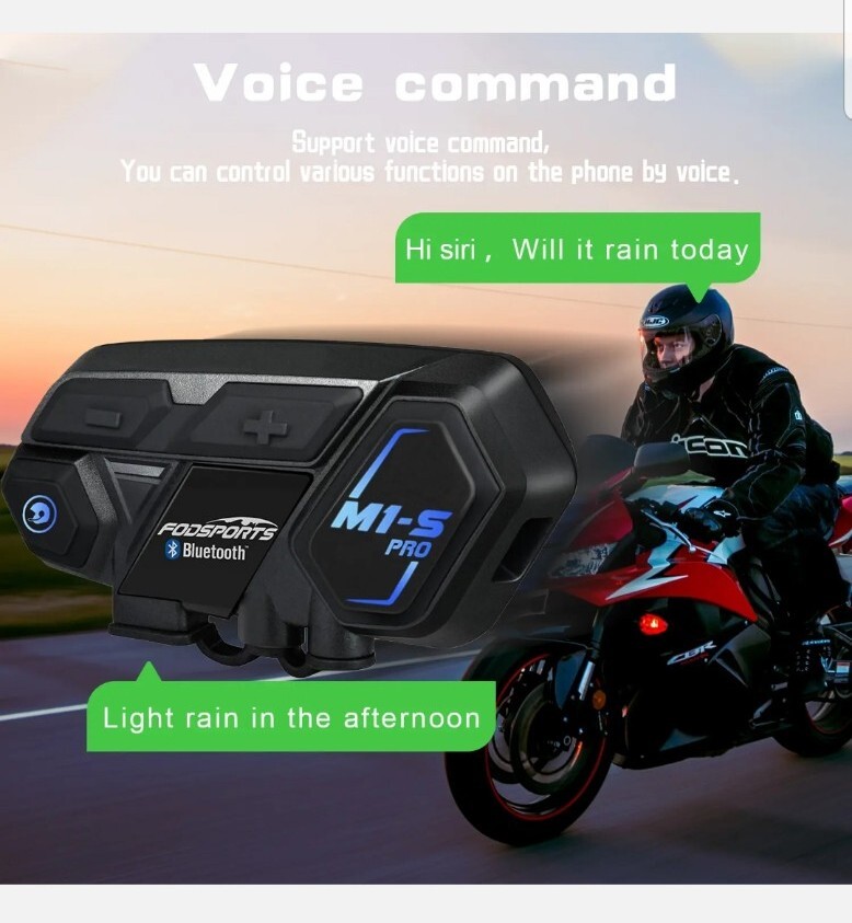 2x M1-S Pro Motorcycle Intercom Bluetooth Headset Helmet Interphone System 2000m