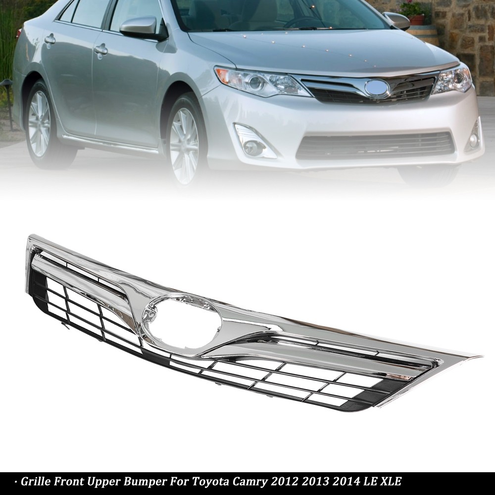 For Toyota Camry LE XLE 2012-2014 Upper Grille Bumper Assembly Set Black Chrome