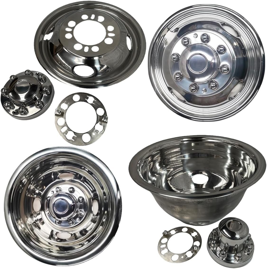 16″ 8 Lugs Wheel Simulator Stainless Steel Set For 2008-2021 Ford E350/E450 Van
