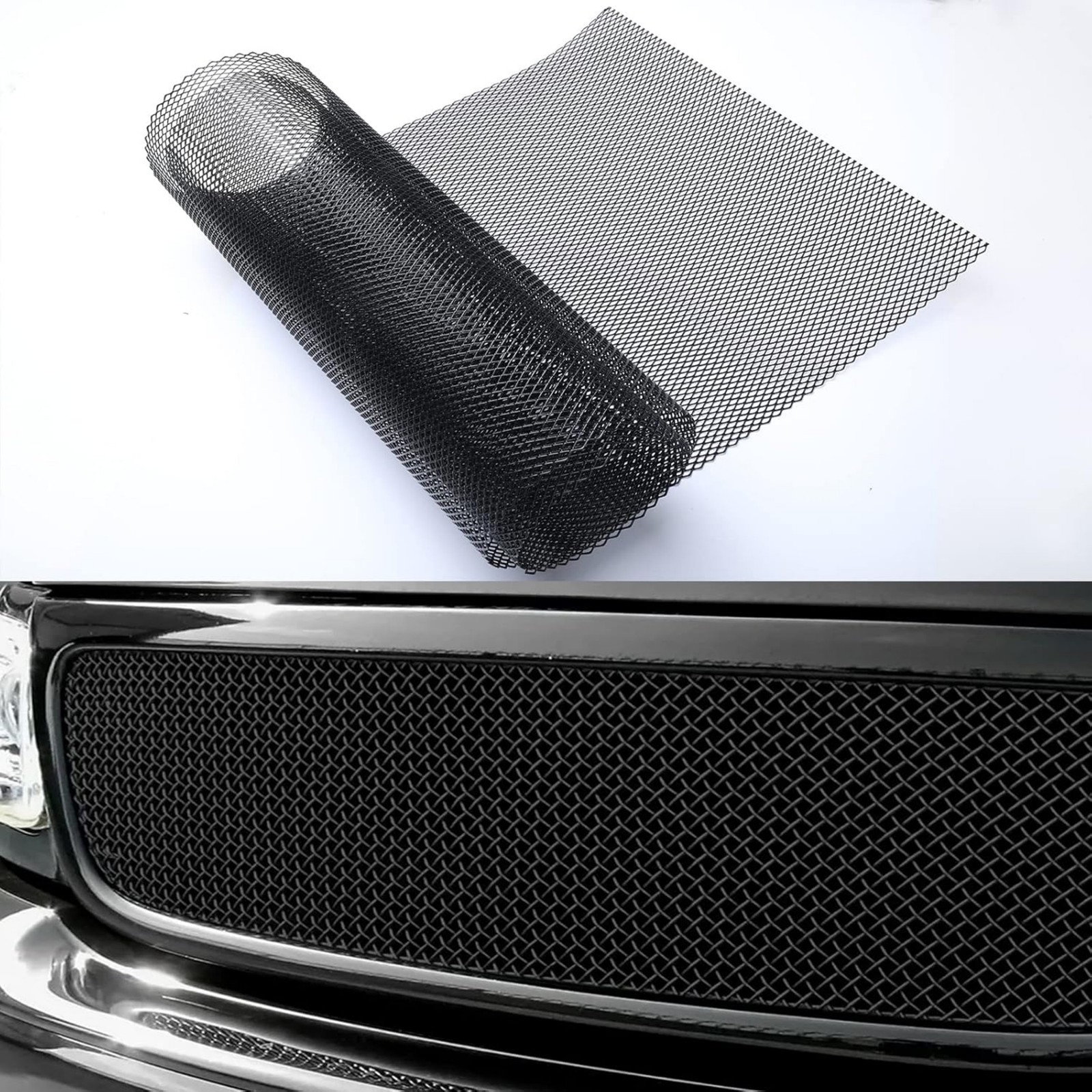 US Universal Car Grille Mesh 40″x13″ – Black Aluminum Rhombic Protection Sheet