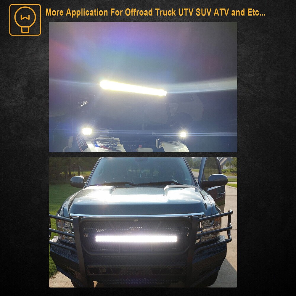 22inch LED Light Bar Spot Flood Combo +4″ Pods Offroad For Jeep Truck SUV+Wiring