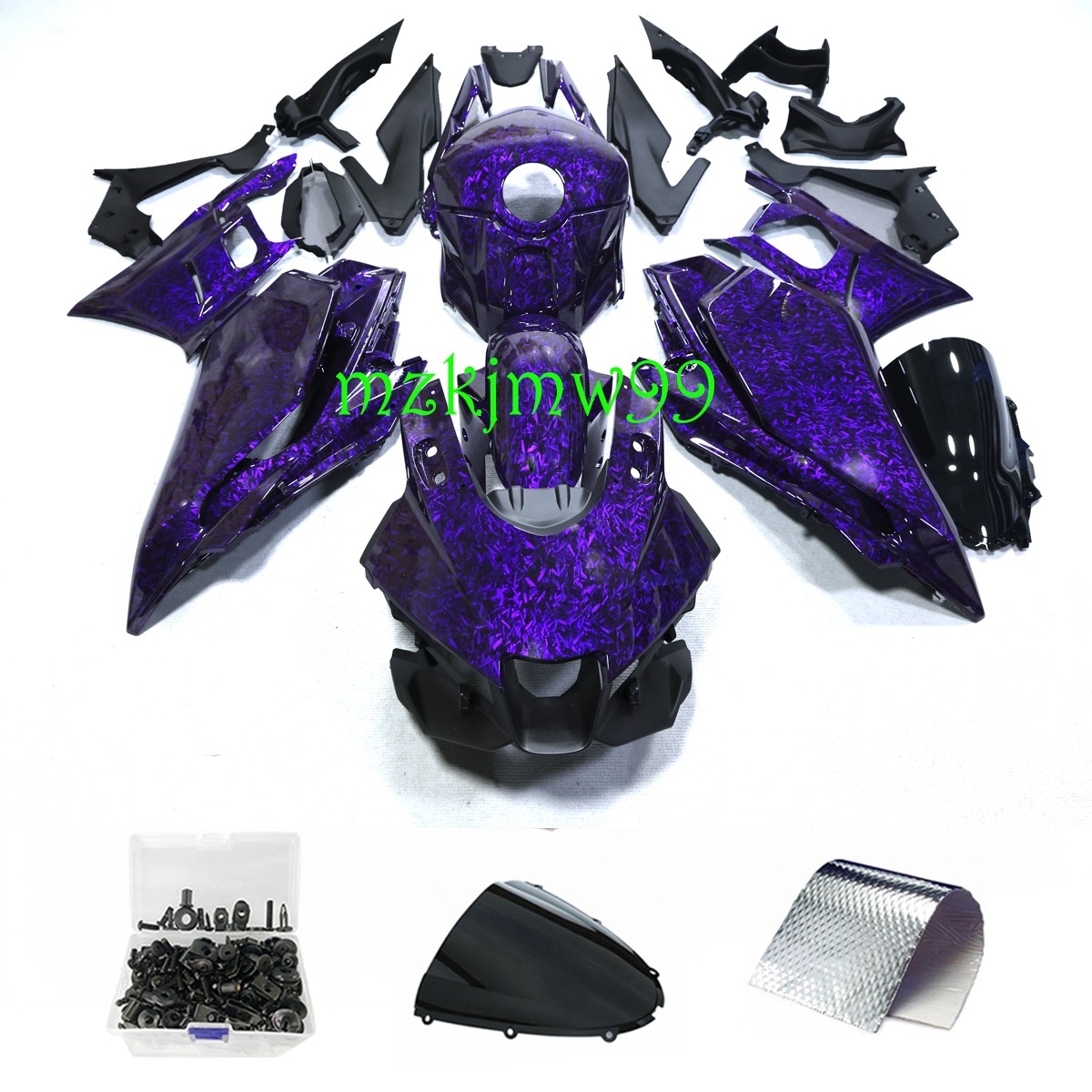 Forged Carbon Fiber Purple Fairing Kit+Bolts For Yamaha YZF R3 YZFR25 2025-2026