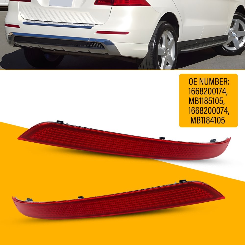 Bumper Reflector 1668200174 TWO Custom Rear For Mercedes Benz W166 ML350 2012-15