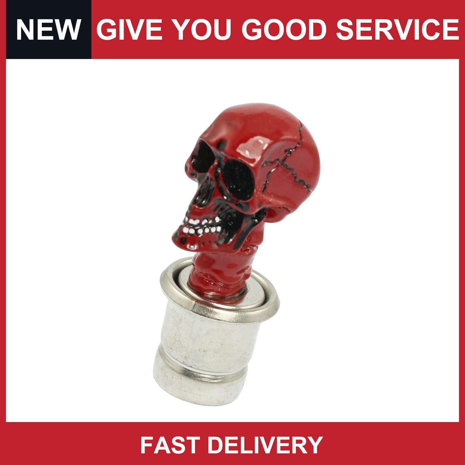 DC 12V Red Skull Head Style Car Cigarette Lighter Plug Connector Ignition