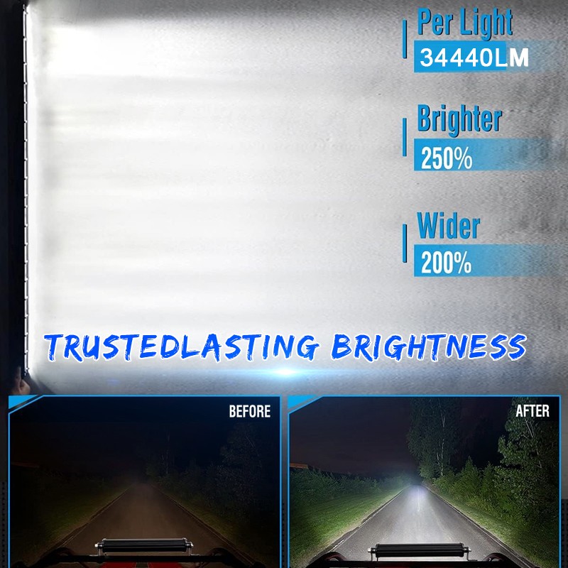 Slim 40″inch 2400W LED Light Bar Combo Spot Flood Truck Offroad+4″Pods Kit 41 42