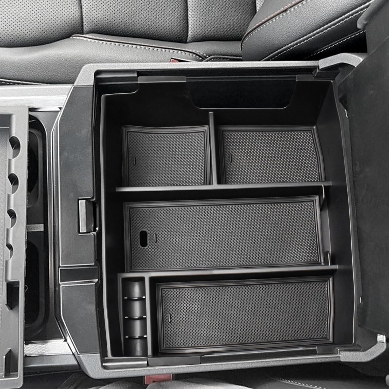 Black ABS Plastic Full Tray Organizer for Ford F250 F350 2023-2026 Center Consol