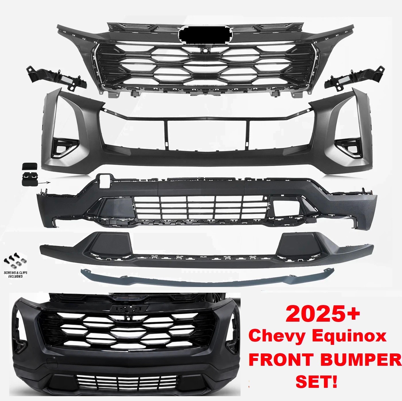 For 2025 2026 2027 Chevy Equinox LT Front Bumper Cover Fascia Assembly w/ Grille