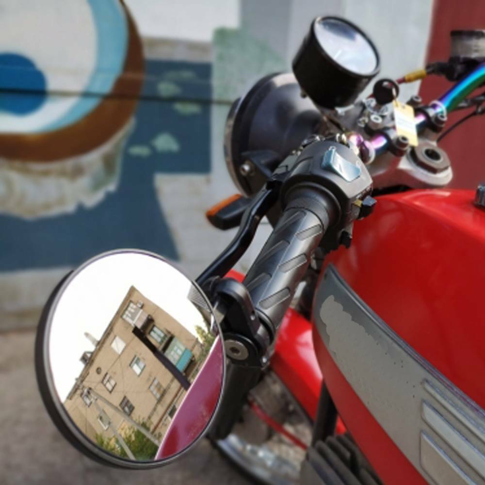 Black CNC Round Rearview Mirrors Set Custom Fits 7/8″ Handle Bar End Motorcycle