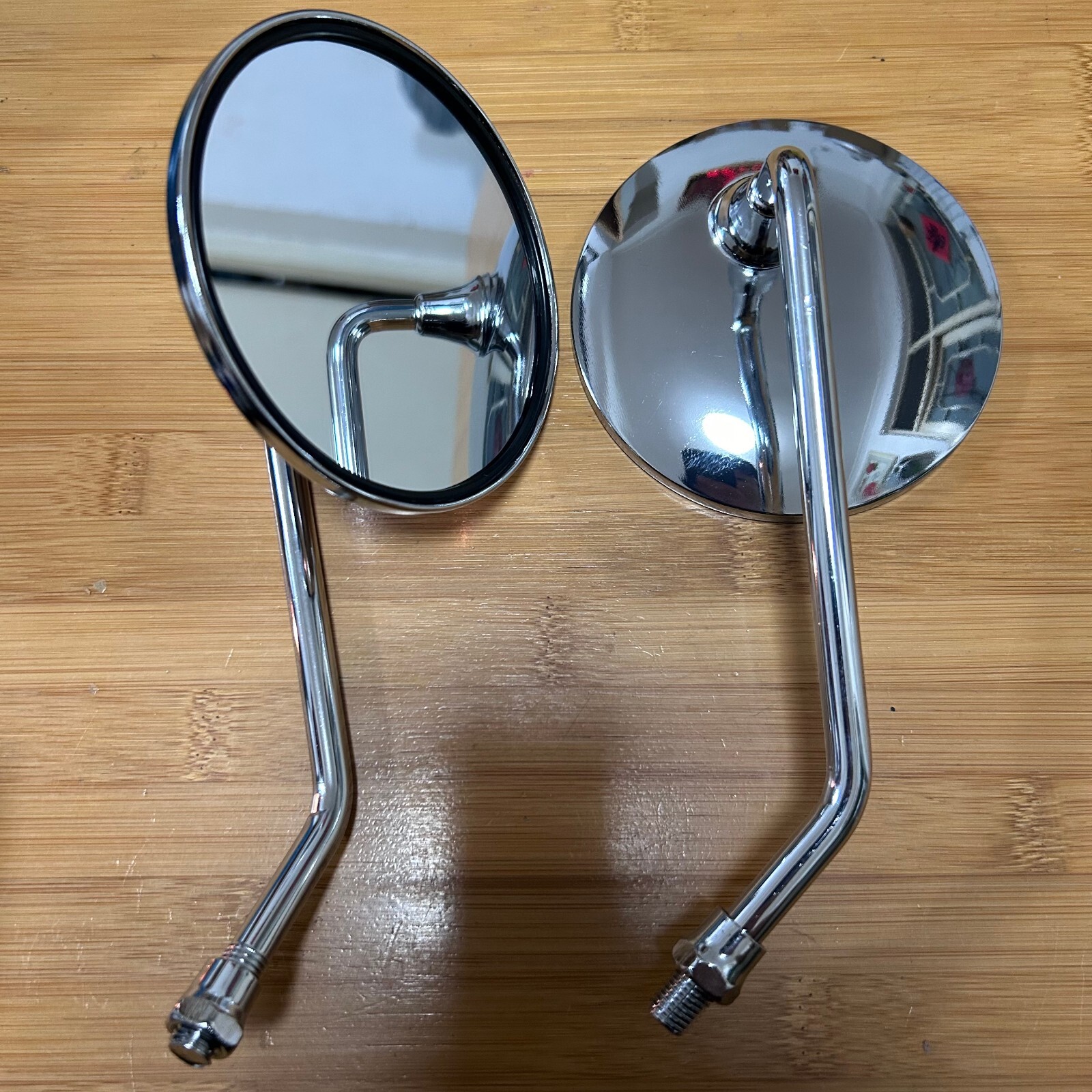 Motorcycle Rearview Mirror Set 10 mm Chrome Round Shape – Classic Style