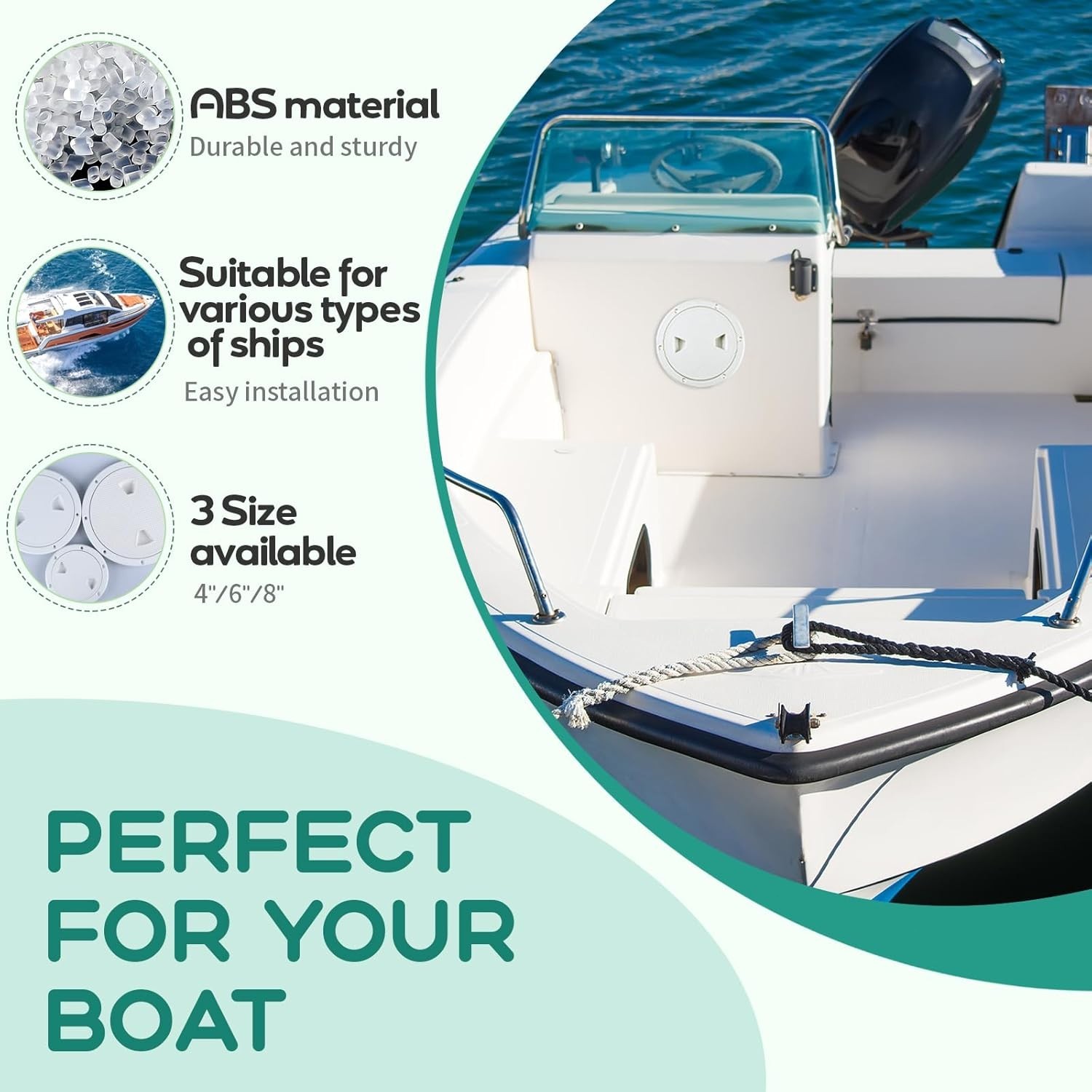 2pcs Boat Round Hatch Cover White 4″ 6″ 8″ Round Inspection Deck Hatch