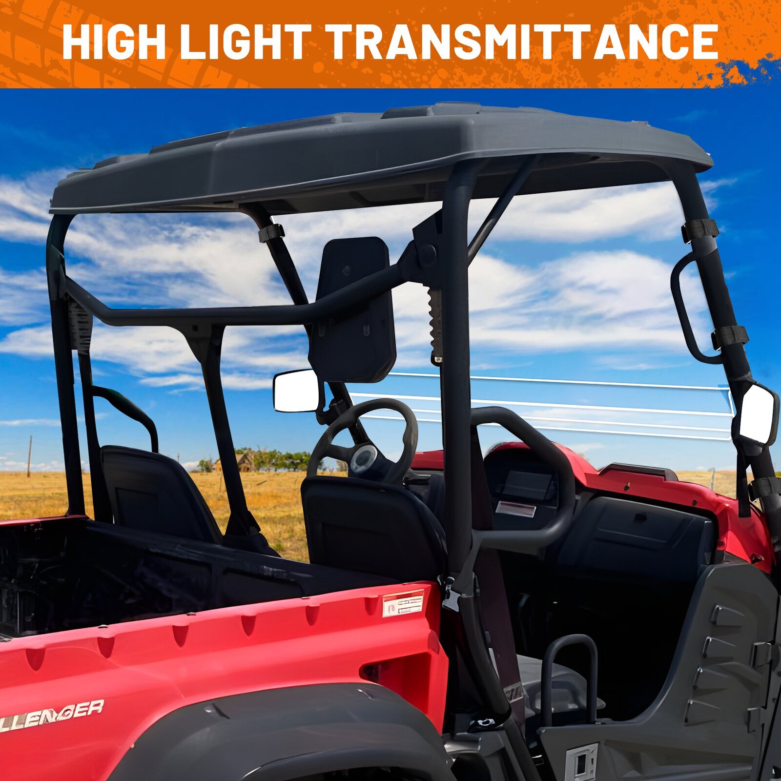 2-In-1 Flip Up Windshield Full Window for Cub Cadet Challenger 500/700 2015-2019