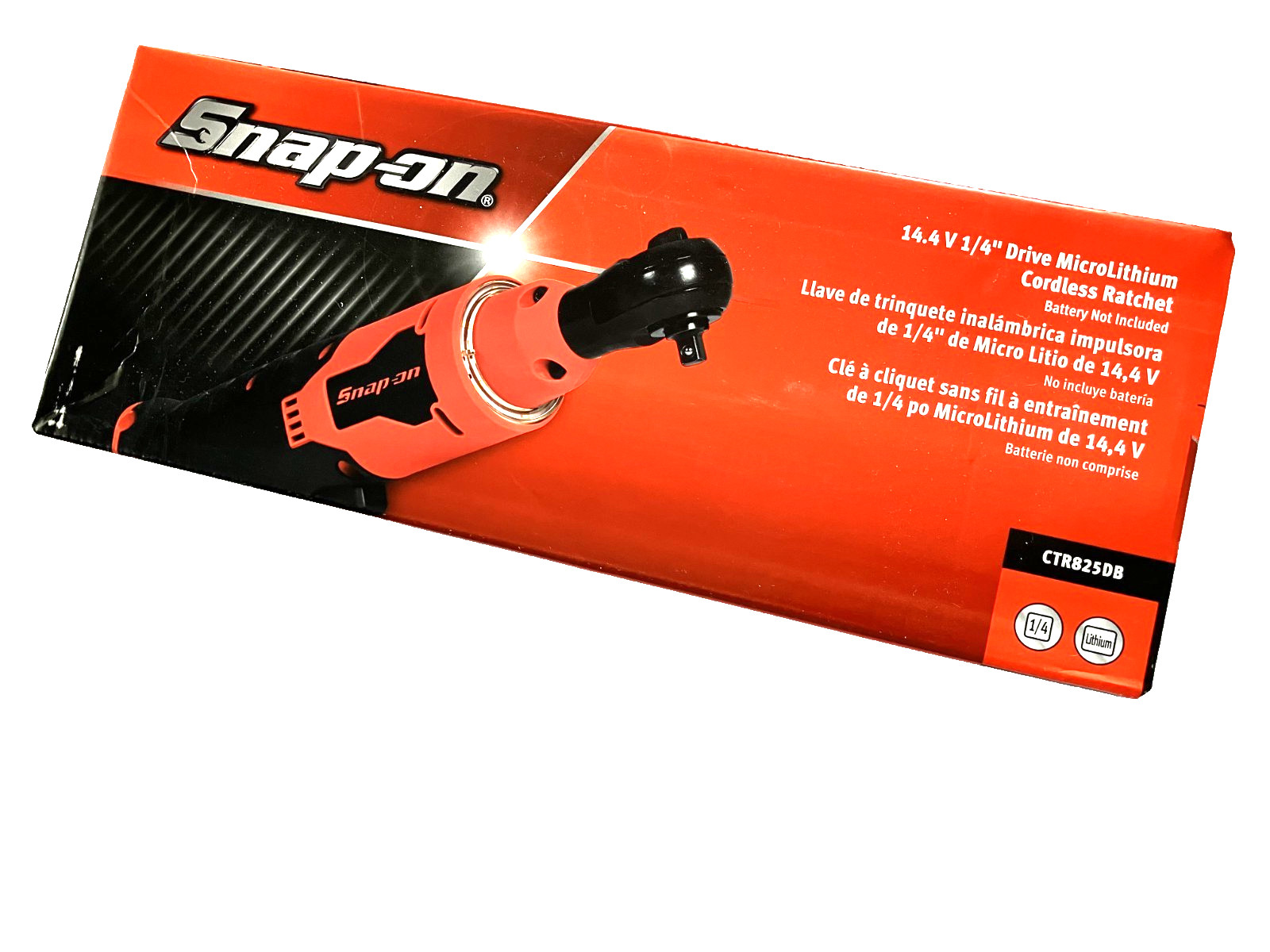 New Snap-on™ 1/4″ Drive 40 ft lbs Lithium Ion Cordless Ratchet RED CTR825DB