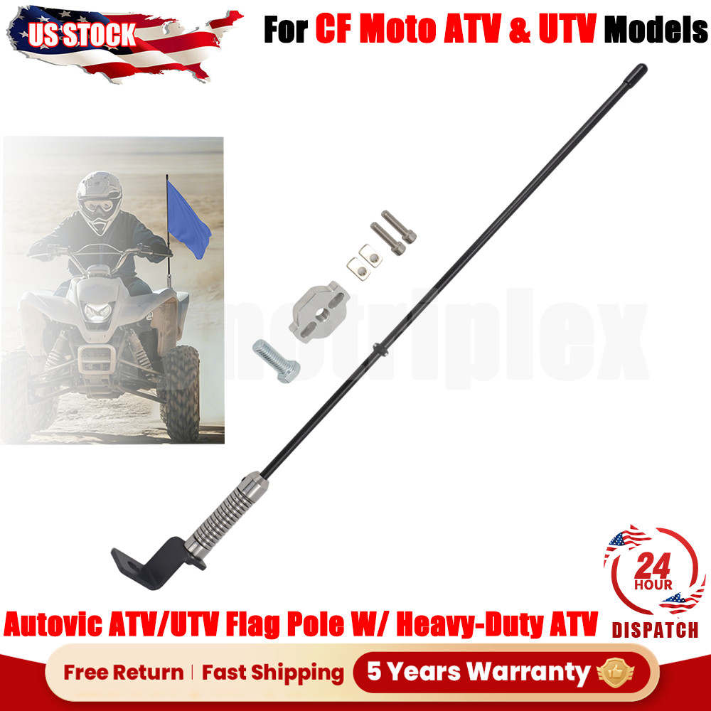 Autovic ATV/UTV Flag Pole W/ Heavy-Duty ATV Aluminum Alloy For CF Moto 3/8-16 US