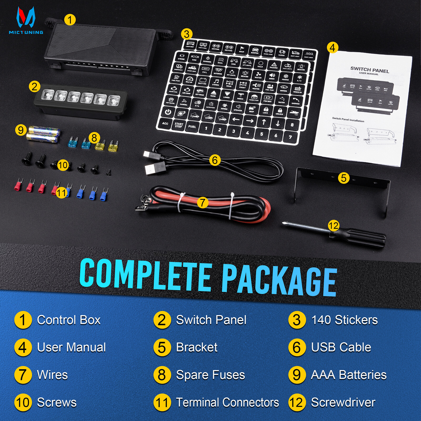 6 Gang Wireless Switch Panel,12V 80A Circuit Control Relay System Pods for Truck