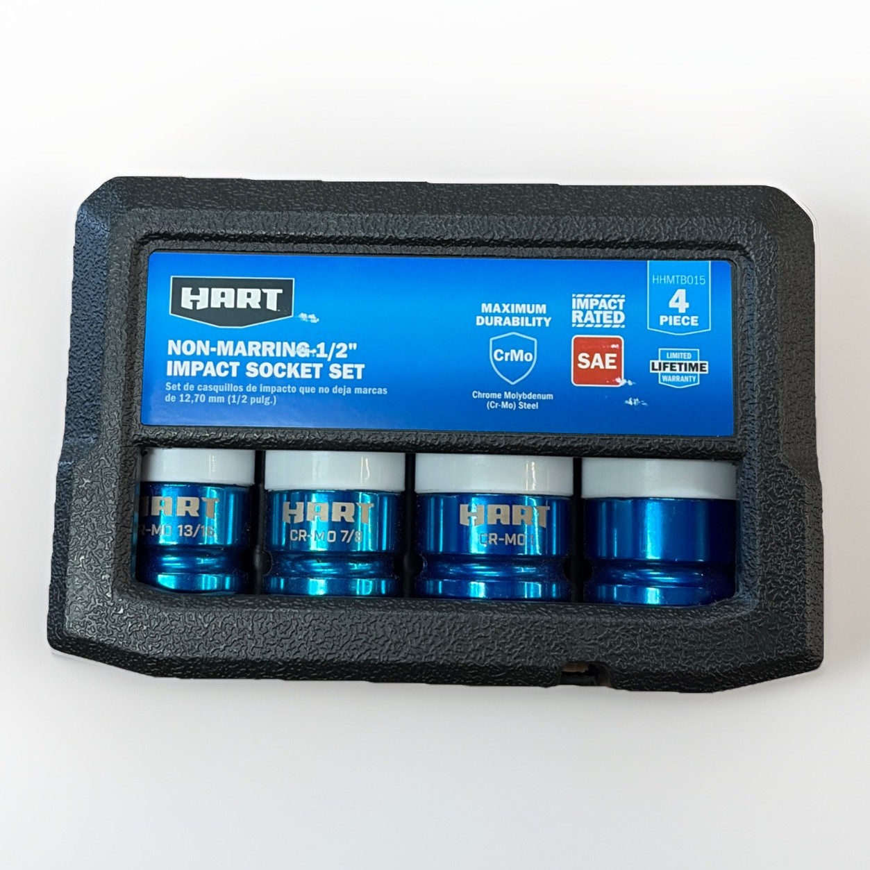 HART 4-Piece 1/2″ Non-Marring Impact Socket Set, 13/16”, 7/8”, 1”, 1-1/16”, SAE