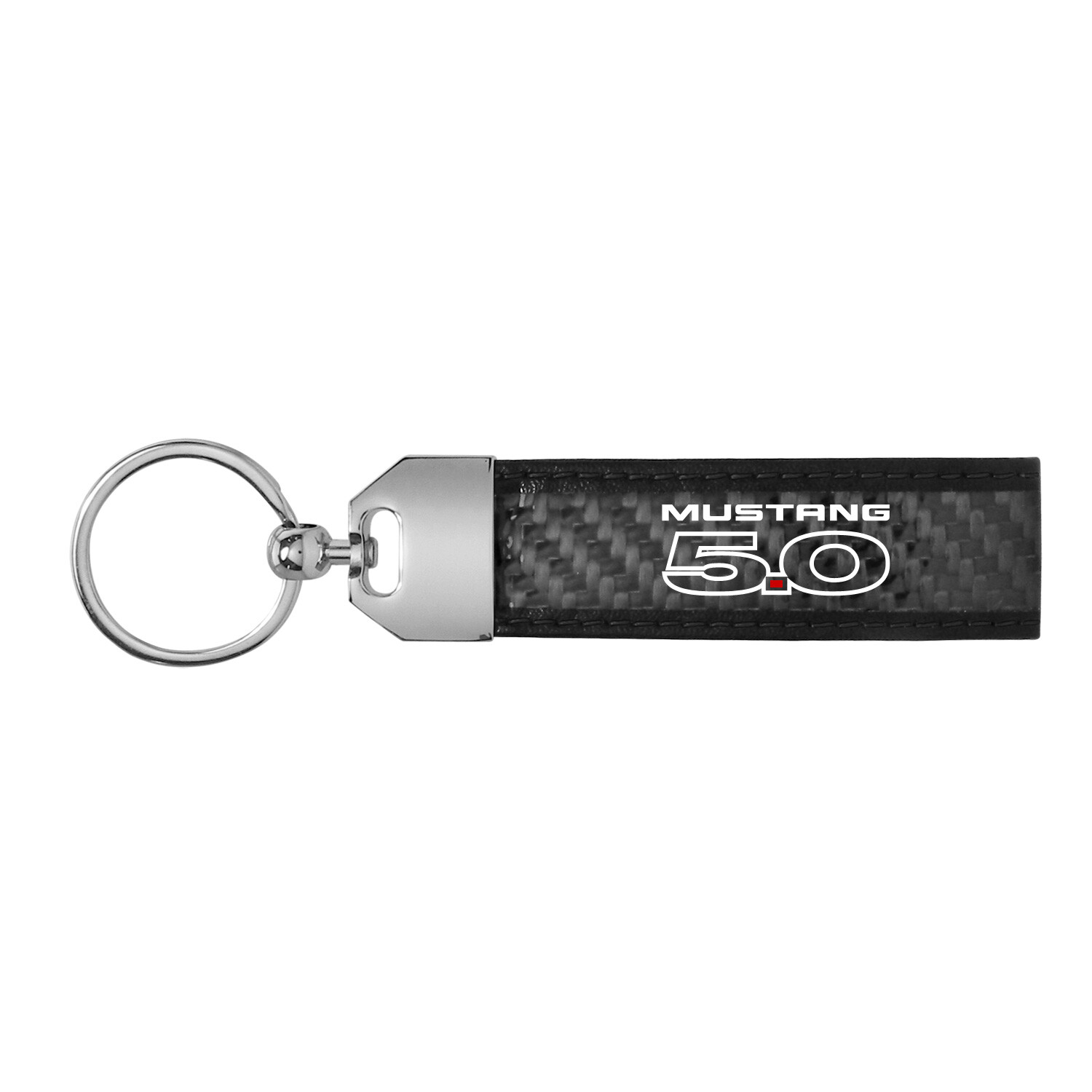 Black Leather & Carbon Fiber Key Chain Black Stitching – Ford Mustang 5.0