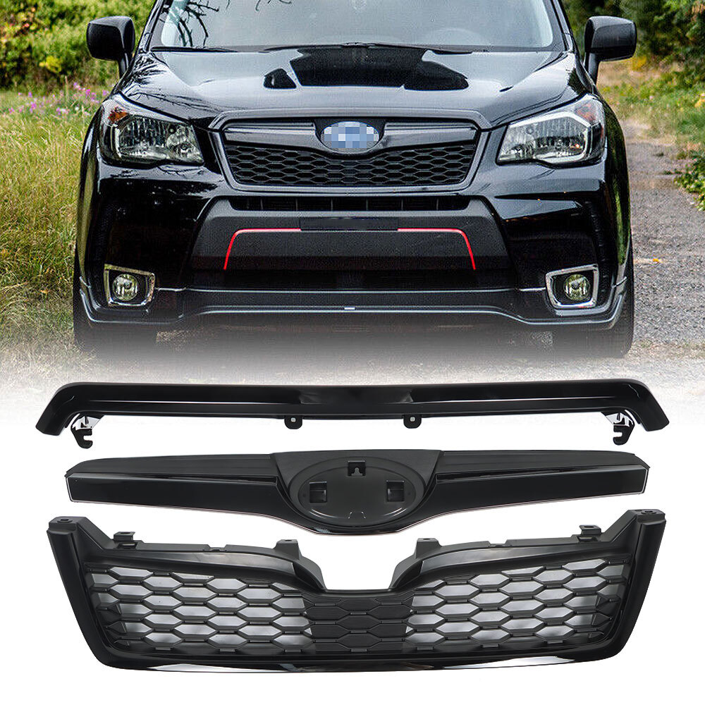 Gloss Black Upper Grille Honeycomb Grill Assembly For 2014-2018 Subaru Forester
