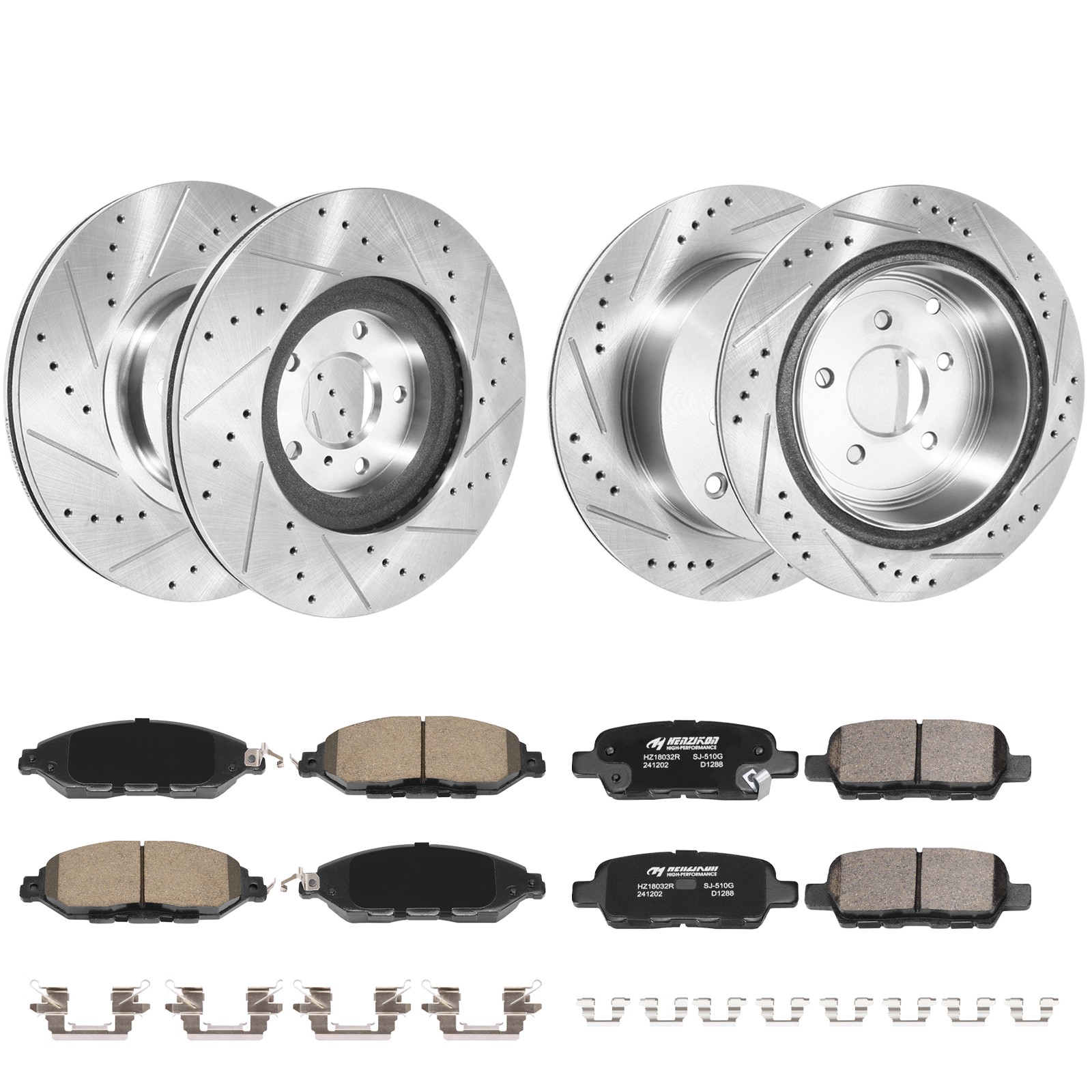 Drilled Slotted Rotors&Ceramic Pads Kit Front Rear for Nissan Murano Pathfinder