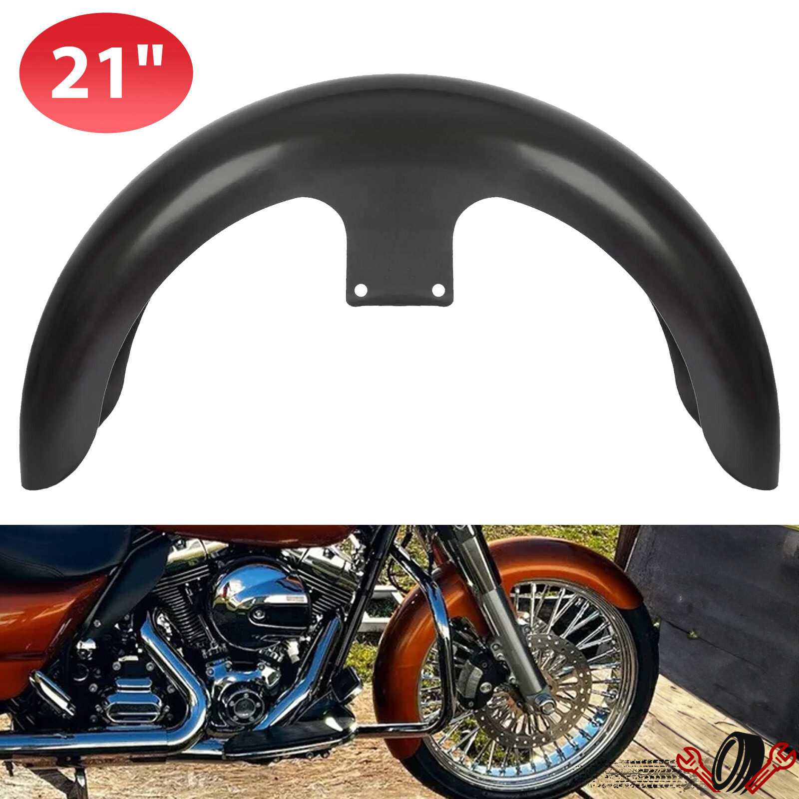 21″ Wrap Front Fender For Harley Touring Street Glide Road King Custom Bagger