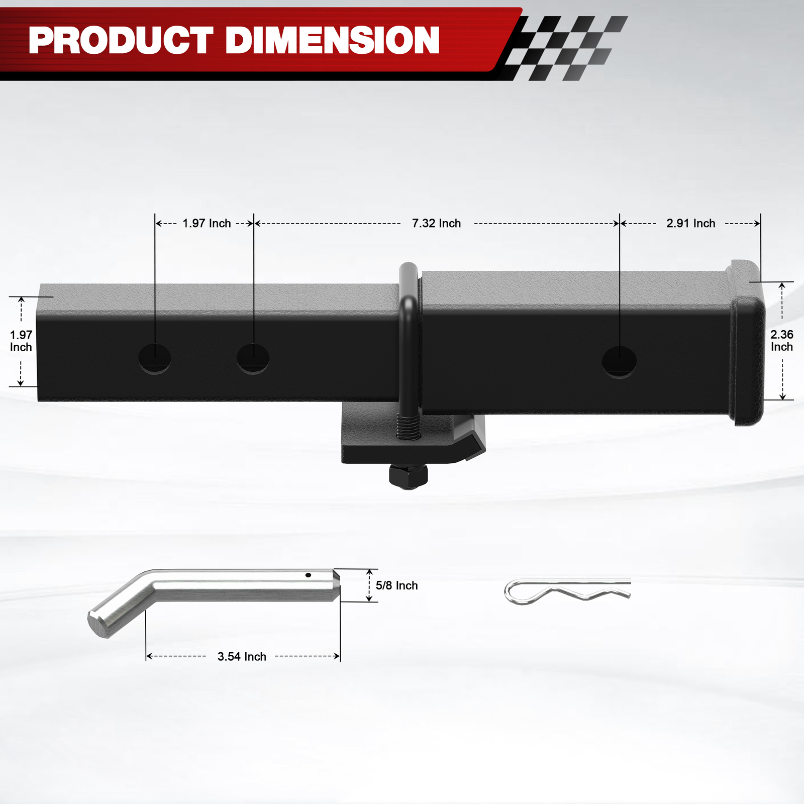 7 Inch Length Trailer Hitch Extension 2 In Receiver Tube Extender Extension