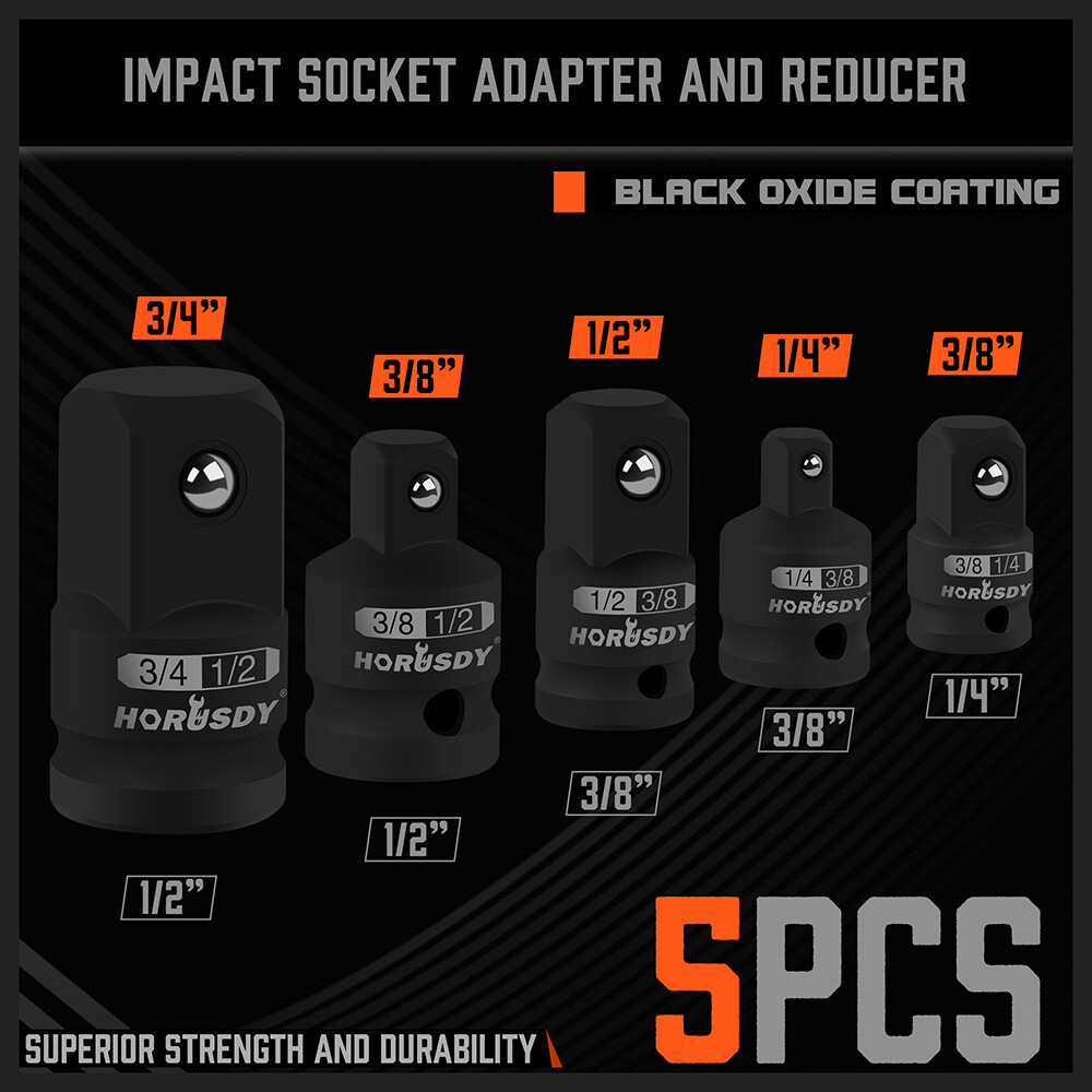 5PC Air Impact Socket Adapter Reducer Set Ratchet 1/4″ 3/8″ 1/2″ 3/4″ Drive Tool