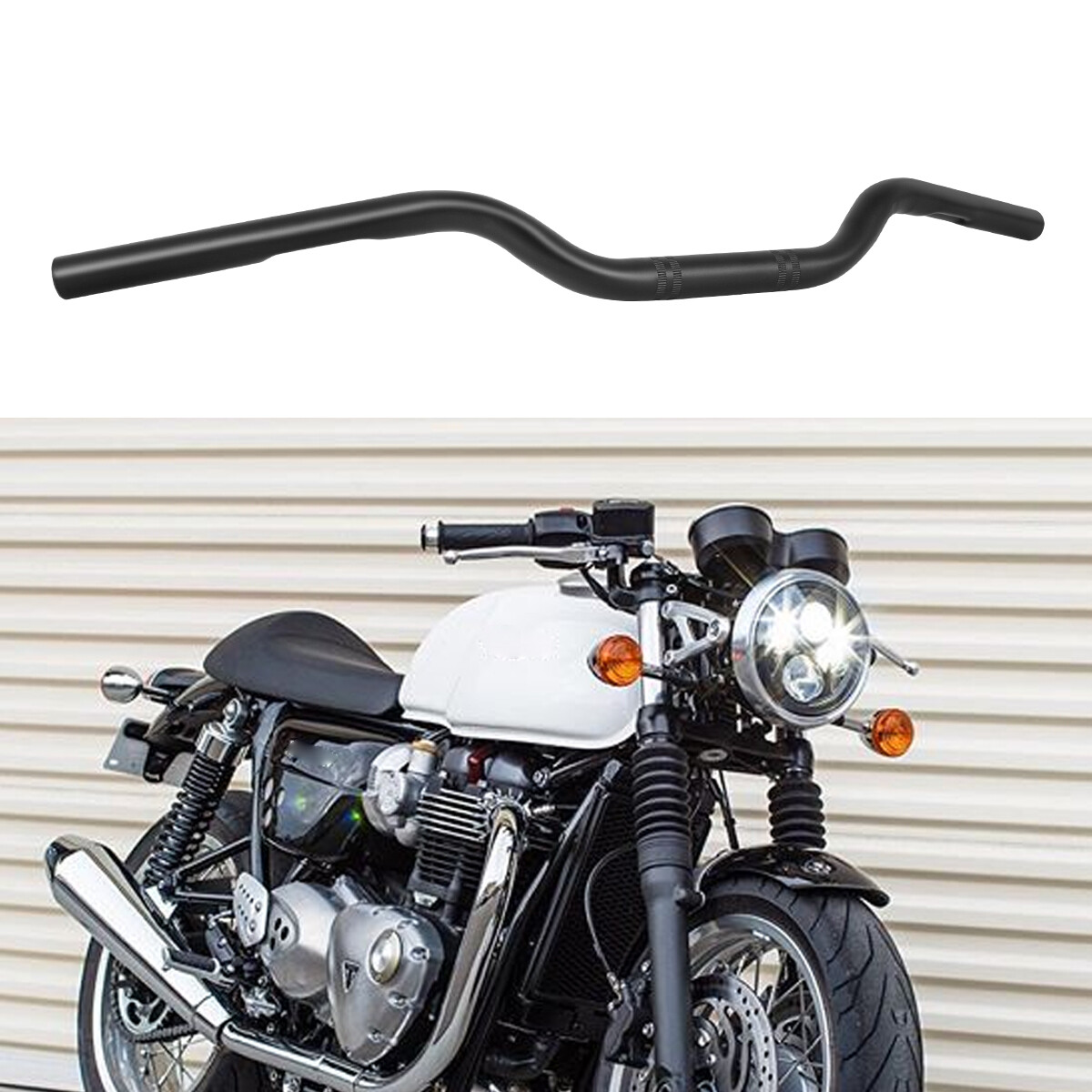 7/8″ 22mm Rise Drag Handlebar Tracker Black For Triumph Thruxton RS 1200 Tiger