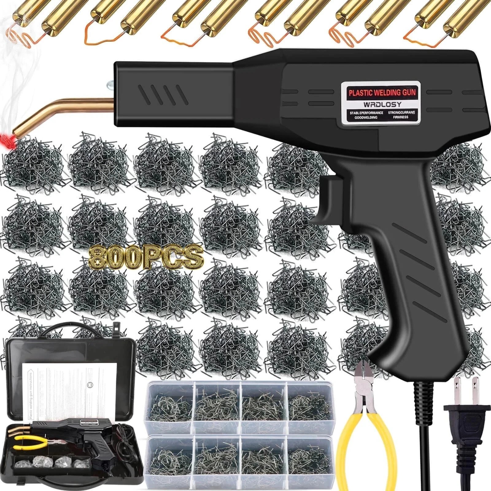 Plastic Welder Kit Soldering Hot Stapler Bumper Repairs Welding Gun 800 Staples