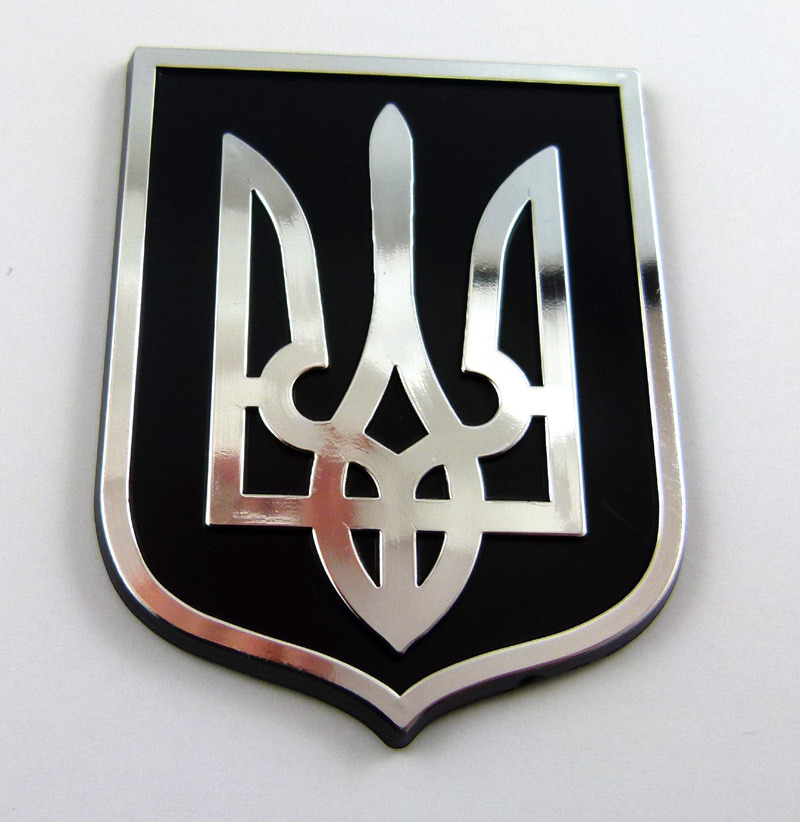 Ukraine Trident Tryzub Black Chrome plastic car emblem decal sticker crest UBC