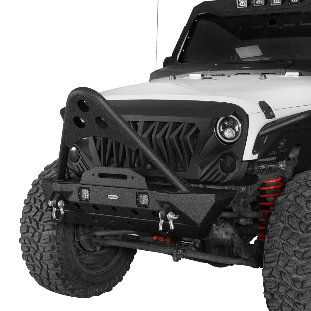 For Wrangler Jeep JK 07-18 Front Bumper Bar w/ Stinger Bull Bar & Led Lights