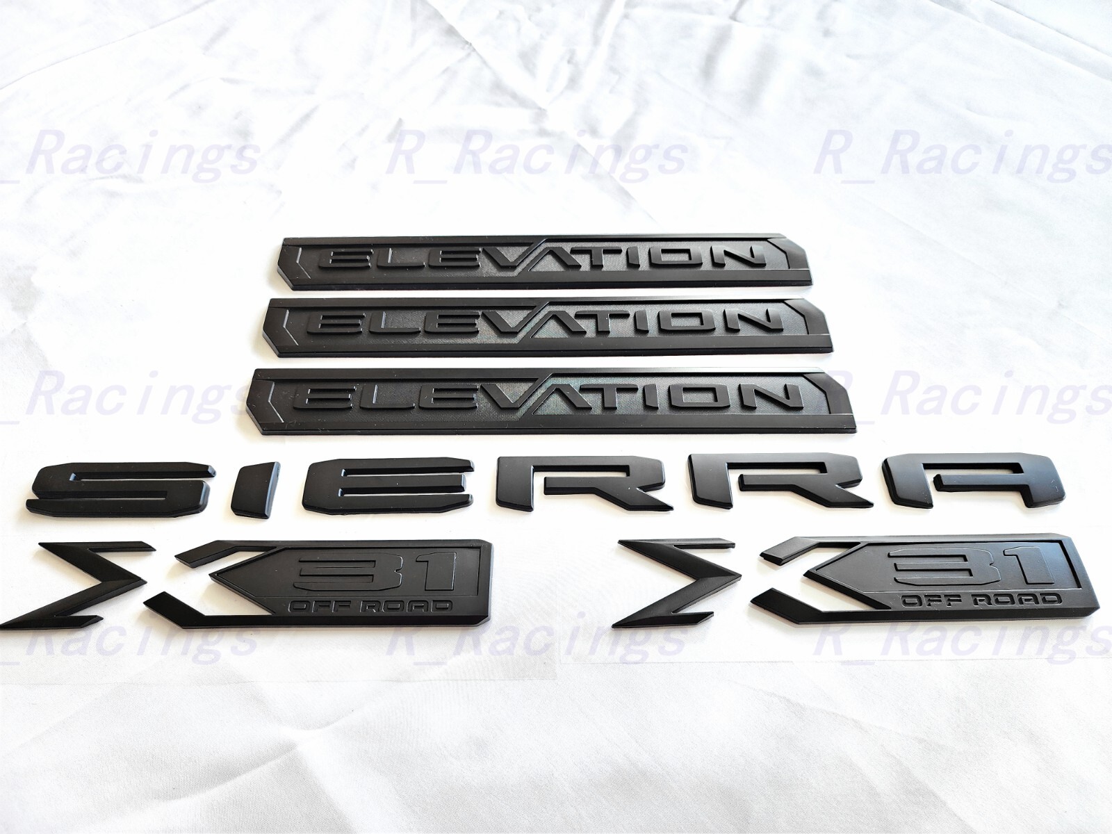 6PCS Matte black Door Rear Elevation Sierra Bed X31 Emblem 2019-2023 Sierra 1500