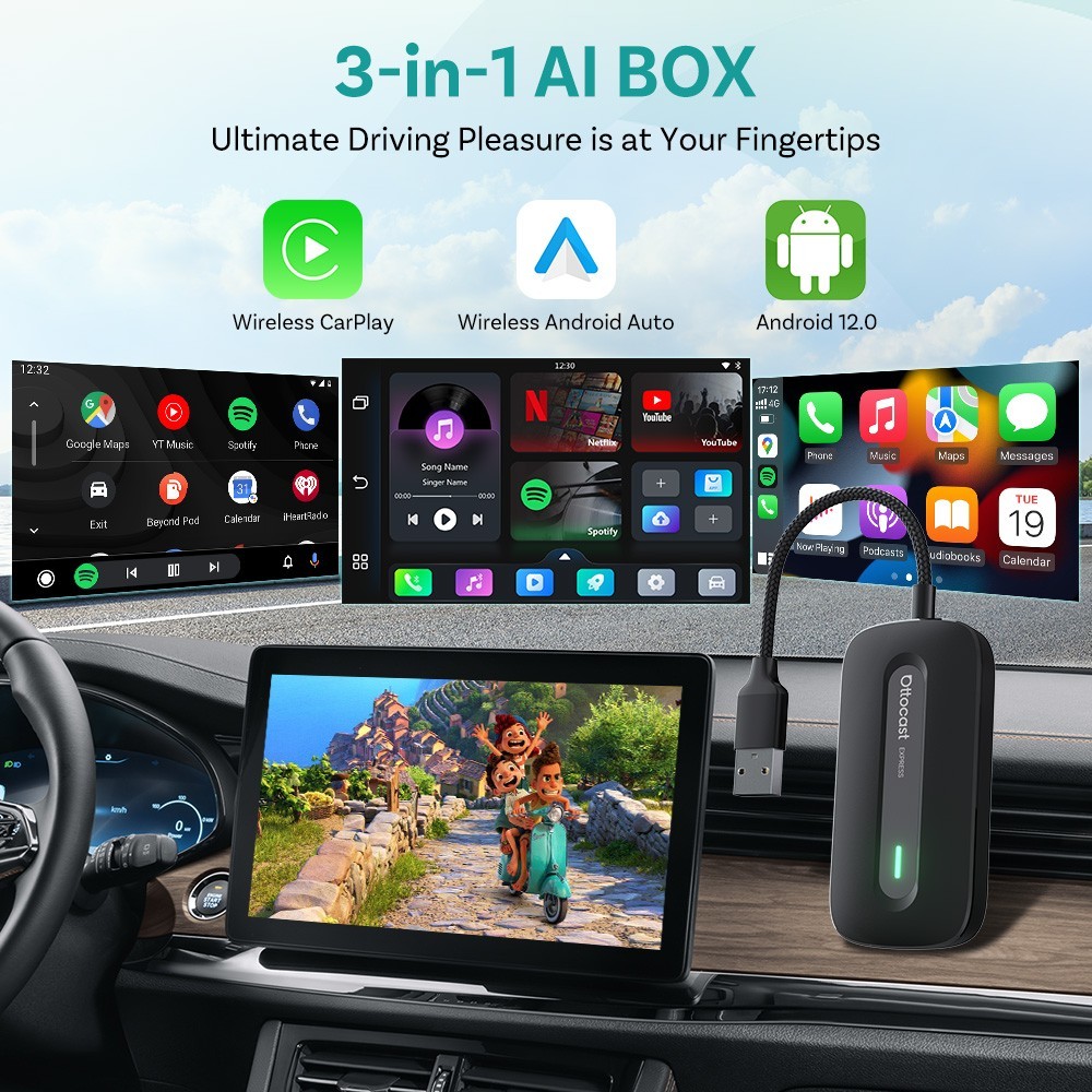 U2-X Pro Wireless Android Auto/Wireless apple CarPlay Adapter For Wired CarPlay