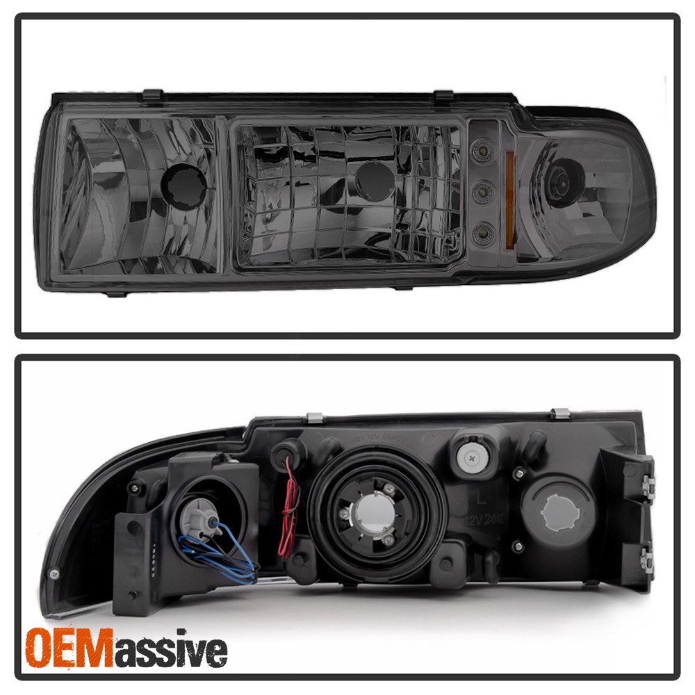 Fit 91-96 Impala Caprice Smoked LED Headlights w/Corner Lamp Left+Right