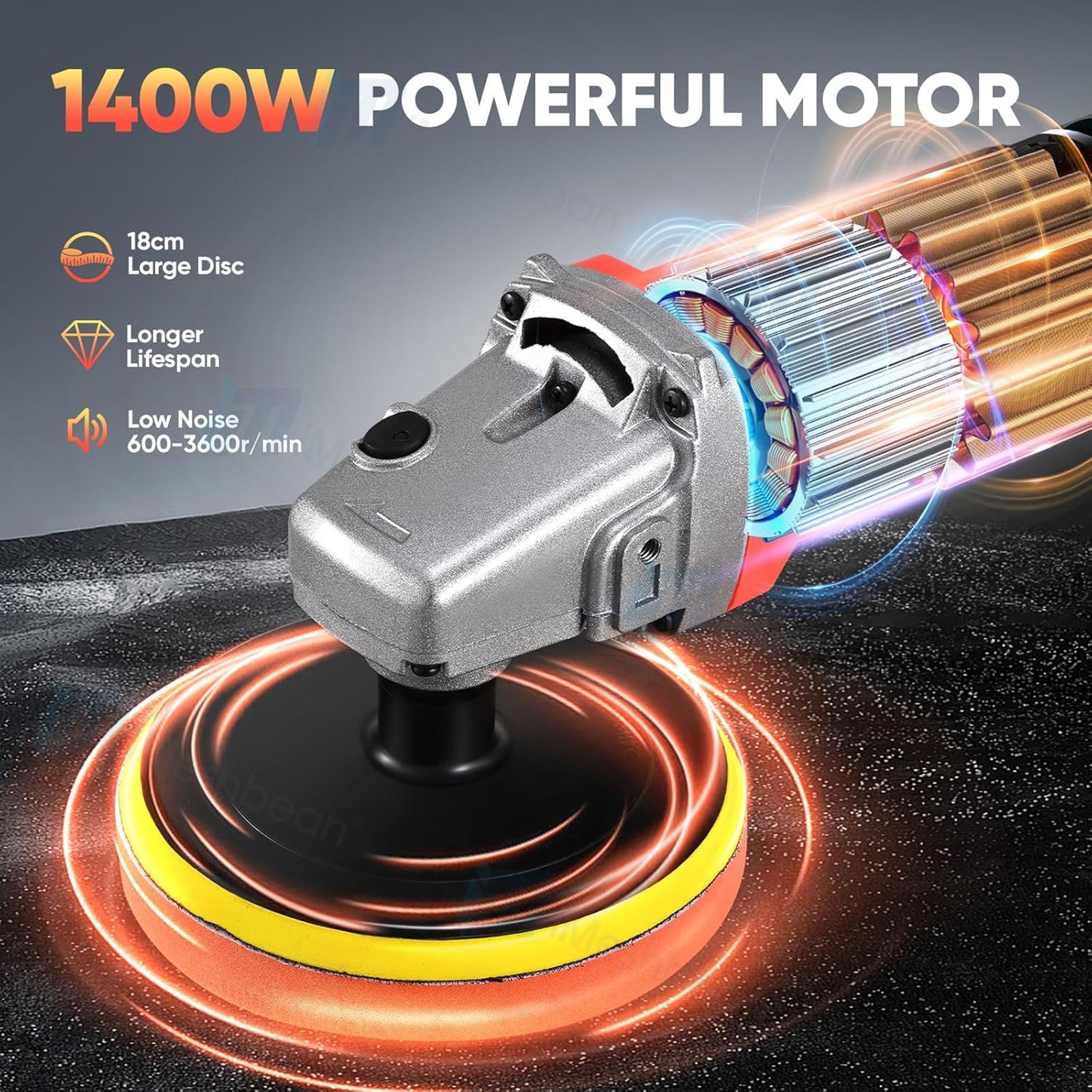 Electric Rotary Car Polisher Buffer Sander 1400W Polishing Machine 5″ 7″ Pad Mop